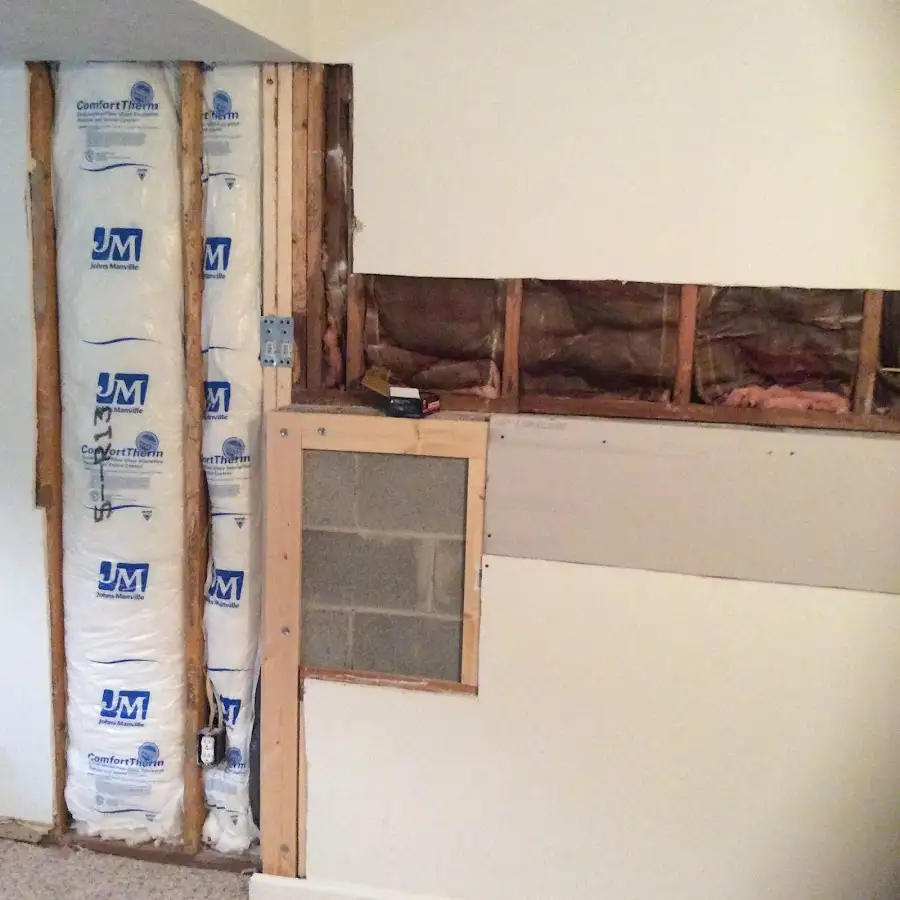 Wall insulation replacement during Basement Flood Cleanup in Bismarck